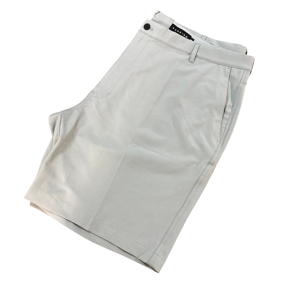 Dunning Golf Mens Performance Flat Front Shorts Light Grey Size 44 Stretch